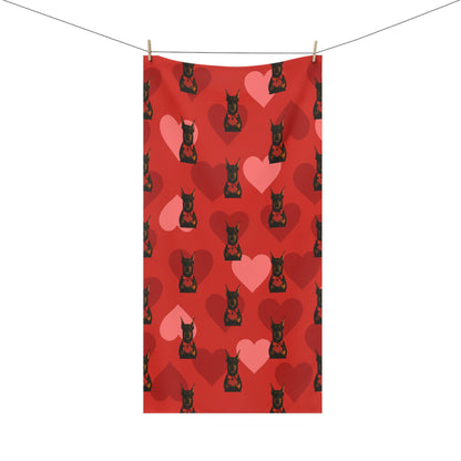 Cupid's Companion Doberman Mink-Cotton  Beach Towel