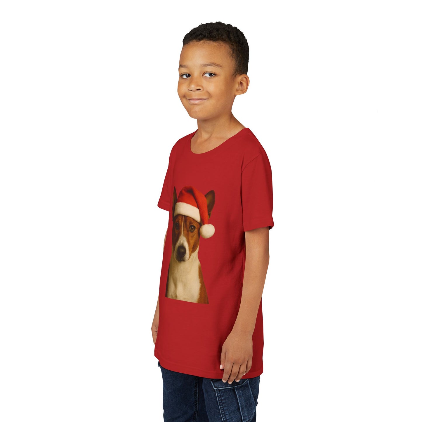 Santa Paws Basenji Youth Unisex Short Sleeve Crewneck Tee