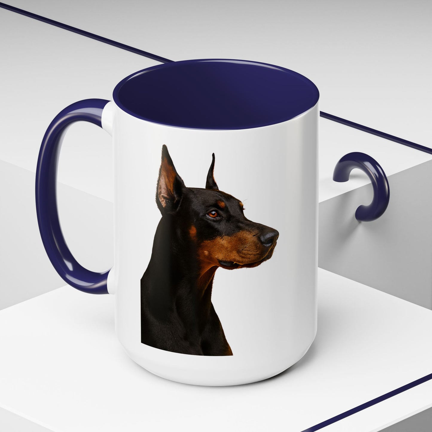 Doberman Head 2-Tone Coffee Mug