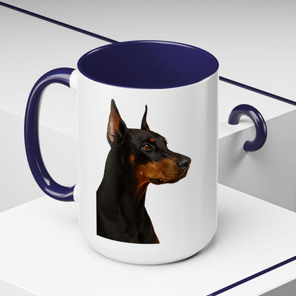 Doberman Head 2-Tone Coffee Mug