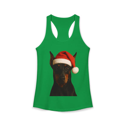 Santa Paws Doberman Women's Racerback Tank