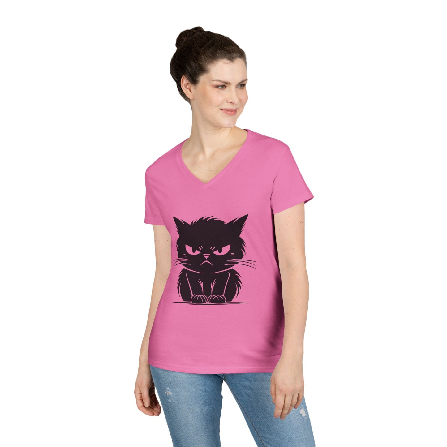 Angry Cat Women's V-Neck T-Shirt