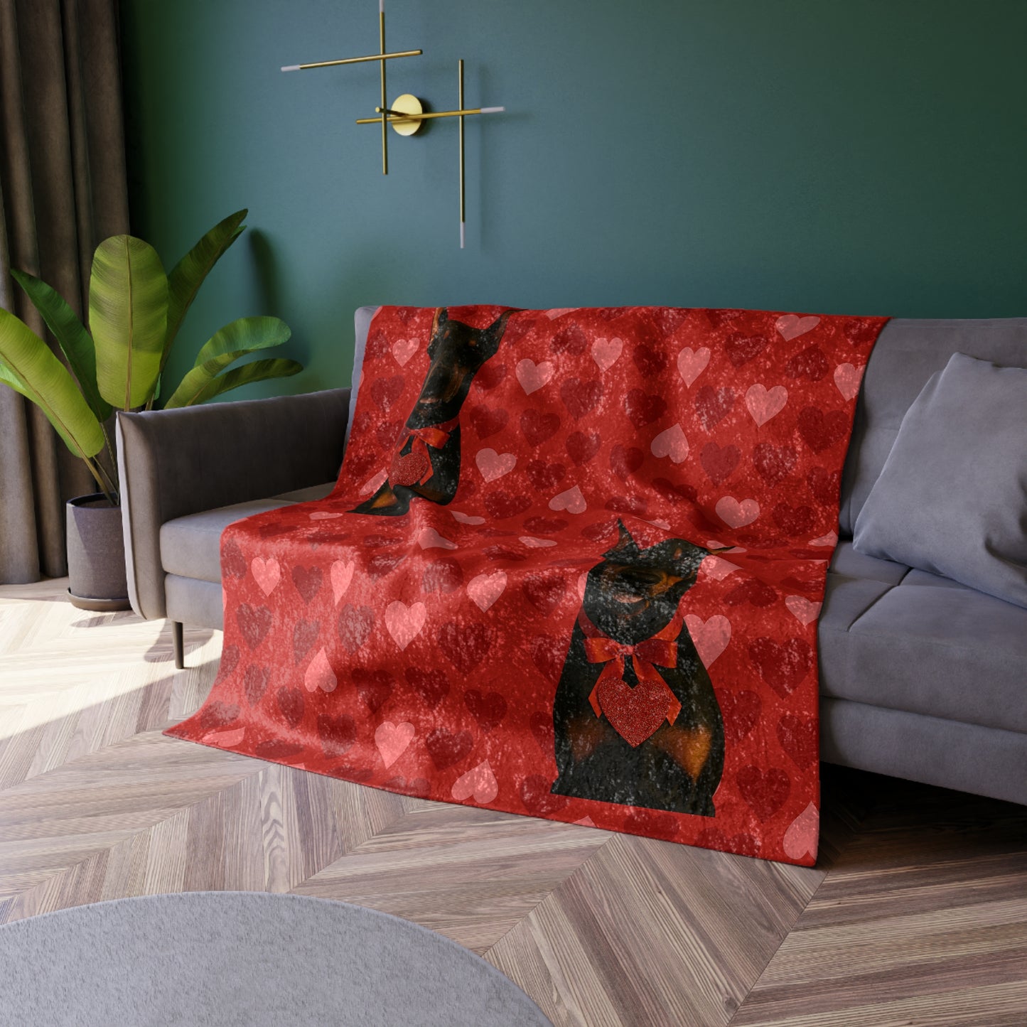 Cupid's Companion Doberman Crushed Velvet Blanket