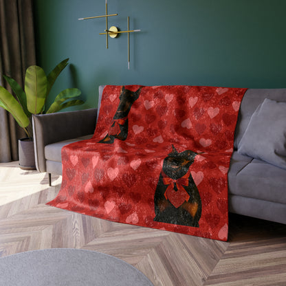 Cupid's Companion Doberman Crushed Velvet Blanket