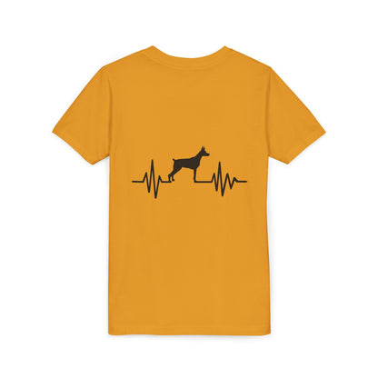 My Heart Beats For Dobermans Youth Unisex Short Sleeve Crewneck Tee