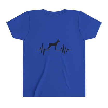 My Heart Beats For Dobermans Youth Unisex Short Sleeve Crewneck Tee