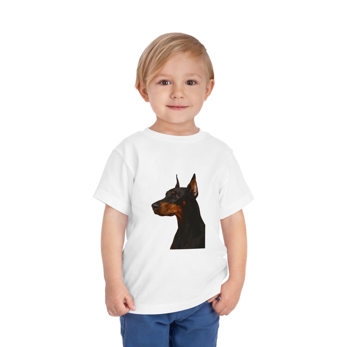 Doberman Head Toddler Unisex Short Sleeve Crewneck Tee