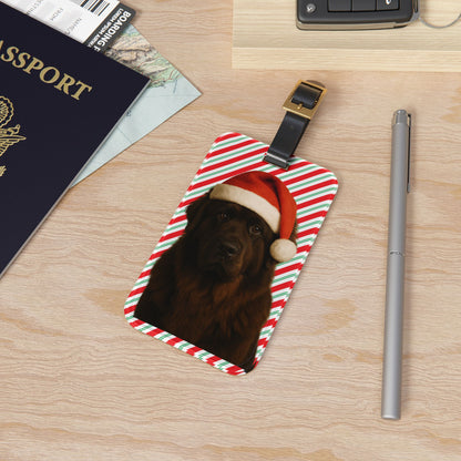 Santa Paws Newfie Leather Strap Luggage Tag