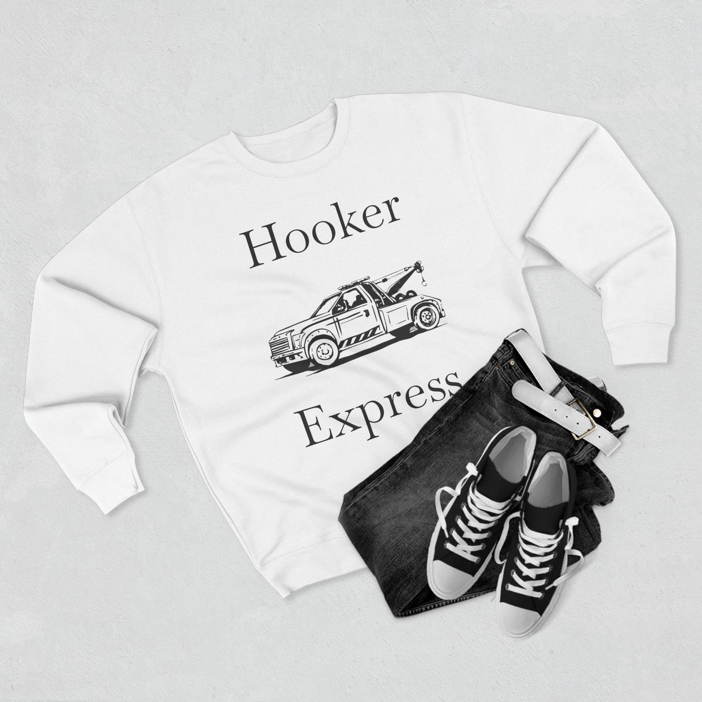 H**ker Express Wheel Lift Tow Truck Unisex Crewneck Sweatshirt