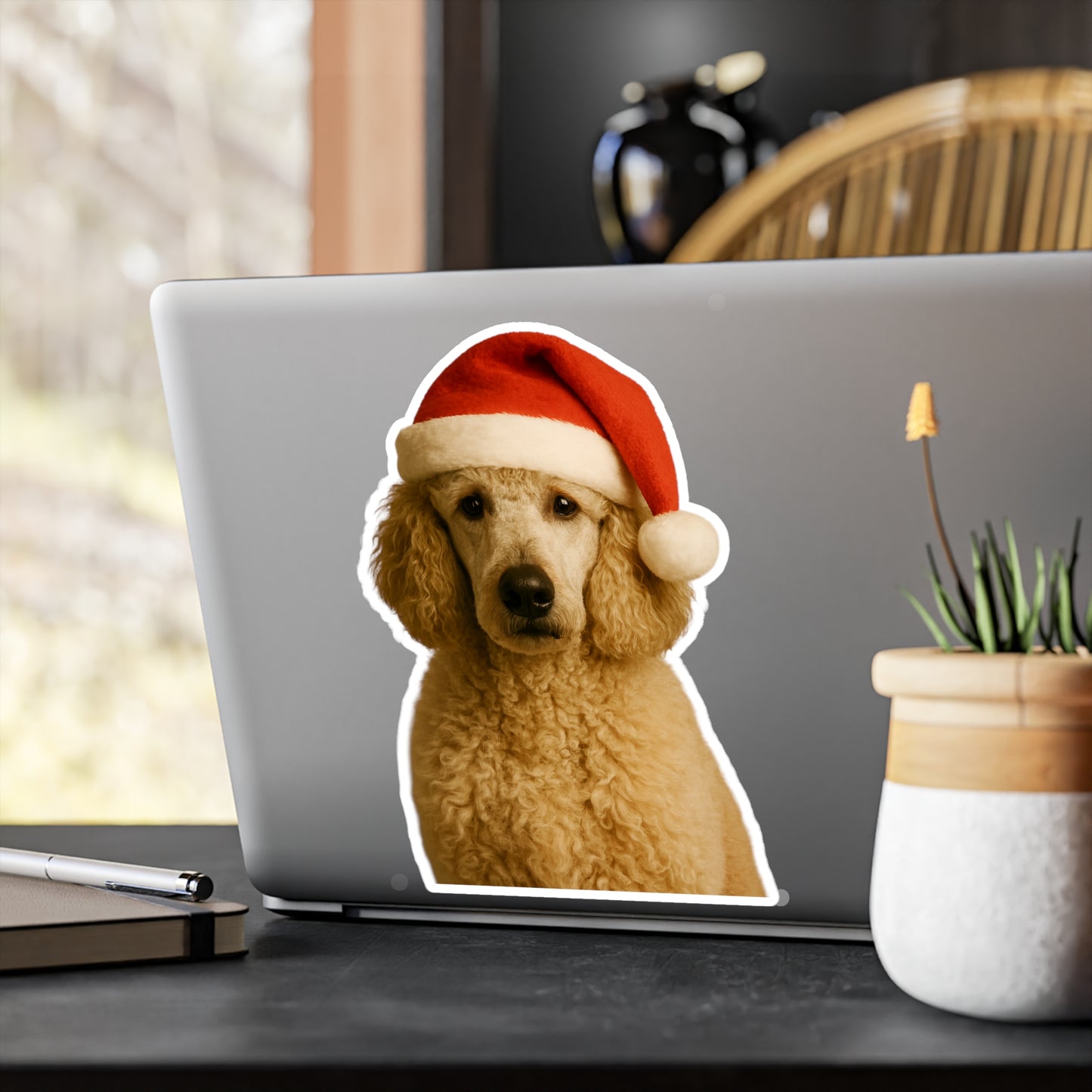 Santa Paws Poodle Vinyl Decal