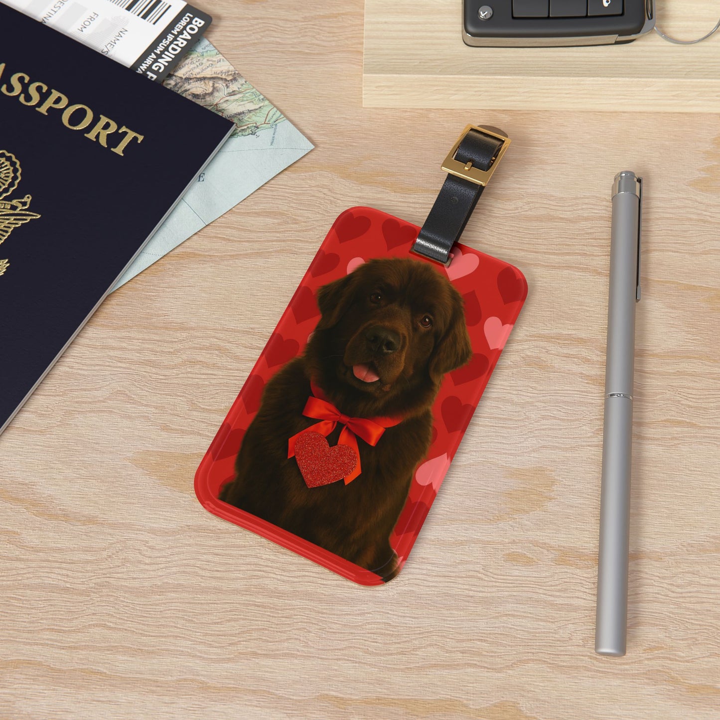 Cupid's Companion Newfie Leather Strap Luggage Tag