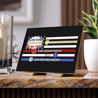 Slow Down Move Over Flag Ceramic Photo Tile