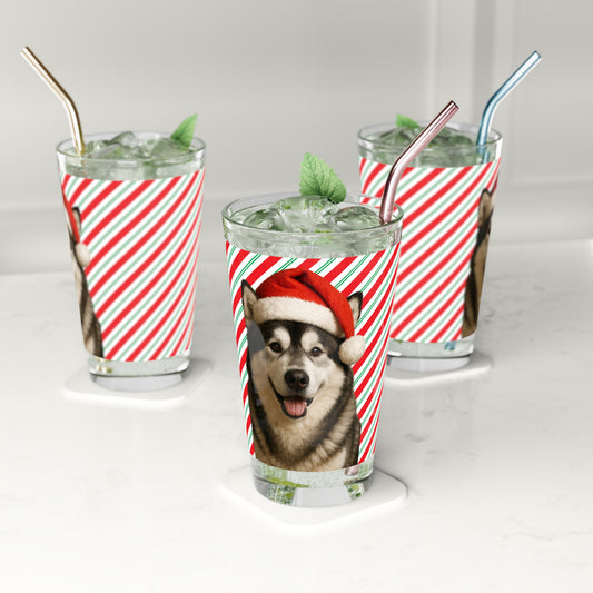 Santa Paws Malamute Drinking Glass