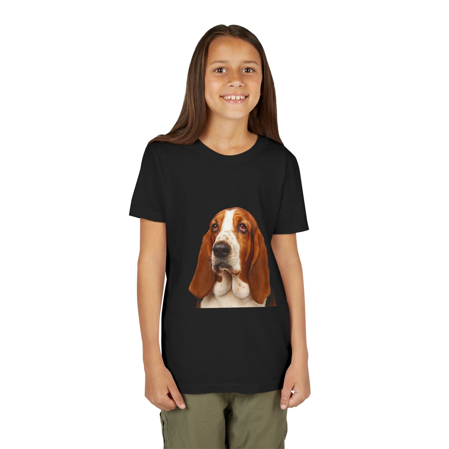 Basset Head Youth Unisex Short Sleeve Crewneck Tee