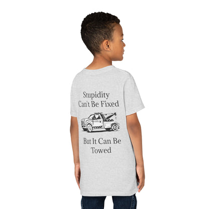 Stupidity Wheel Lift Tow Truck Youth Unisex Short Sleeve Crewneck Tee