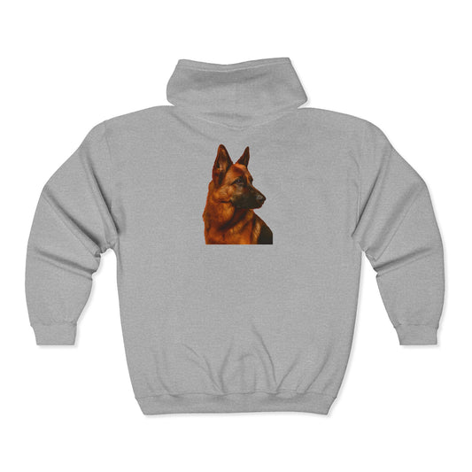 German Shepherd Head Unisex Full Zip Hoodie