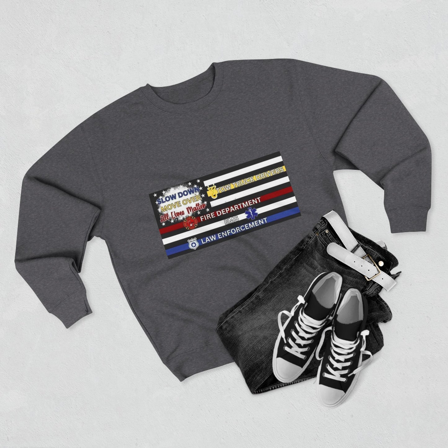 Slow Down Move Over Flag Unisex Crewneck Sweatshirt