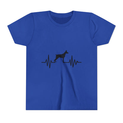 My Heart Beats For Dobermans Youth Unisex Short Sleeve Crewneck Tee