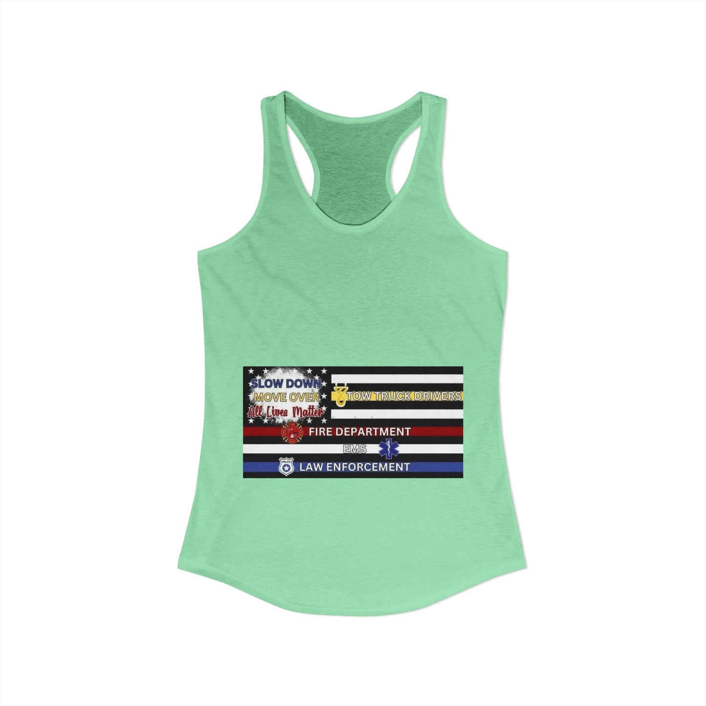 Slow Down Move Over Flag Women's Racerback Tank
