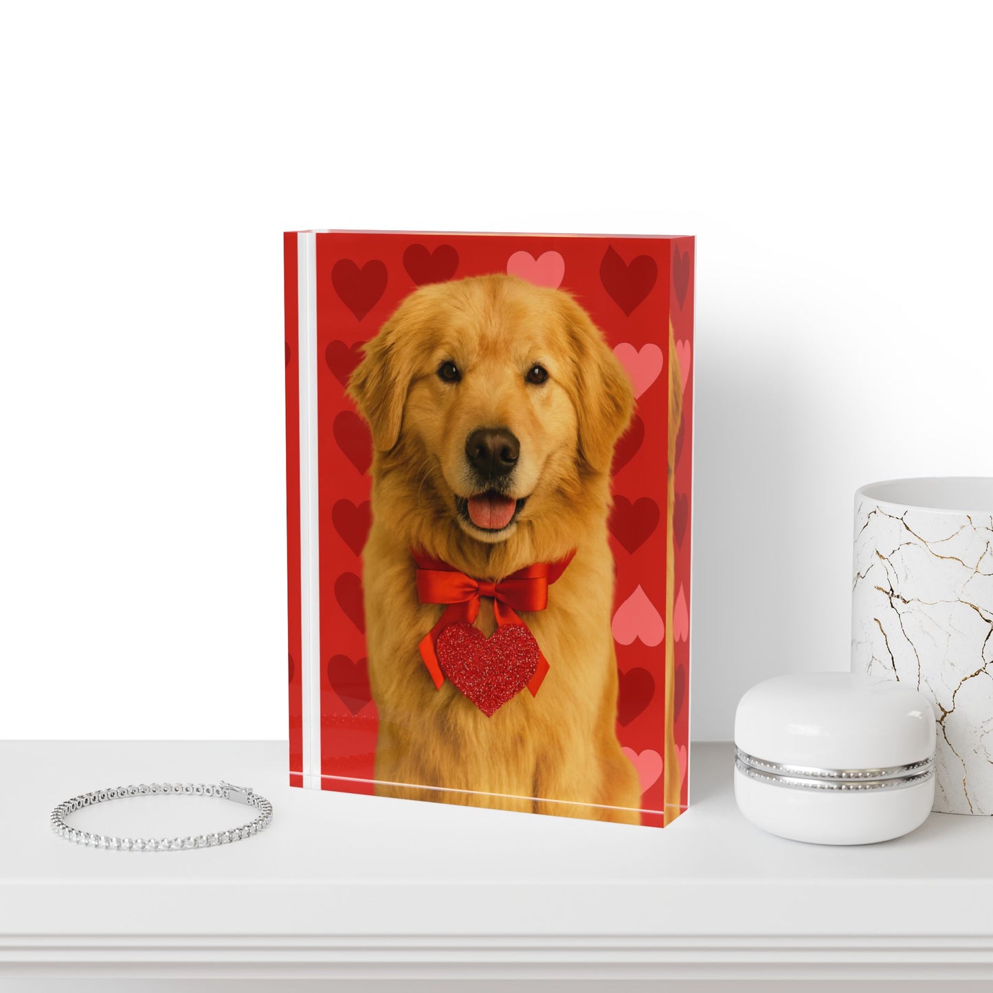 Cupid's Companion Golden Acrylic Photo Block