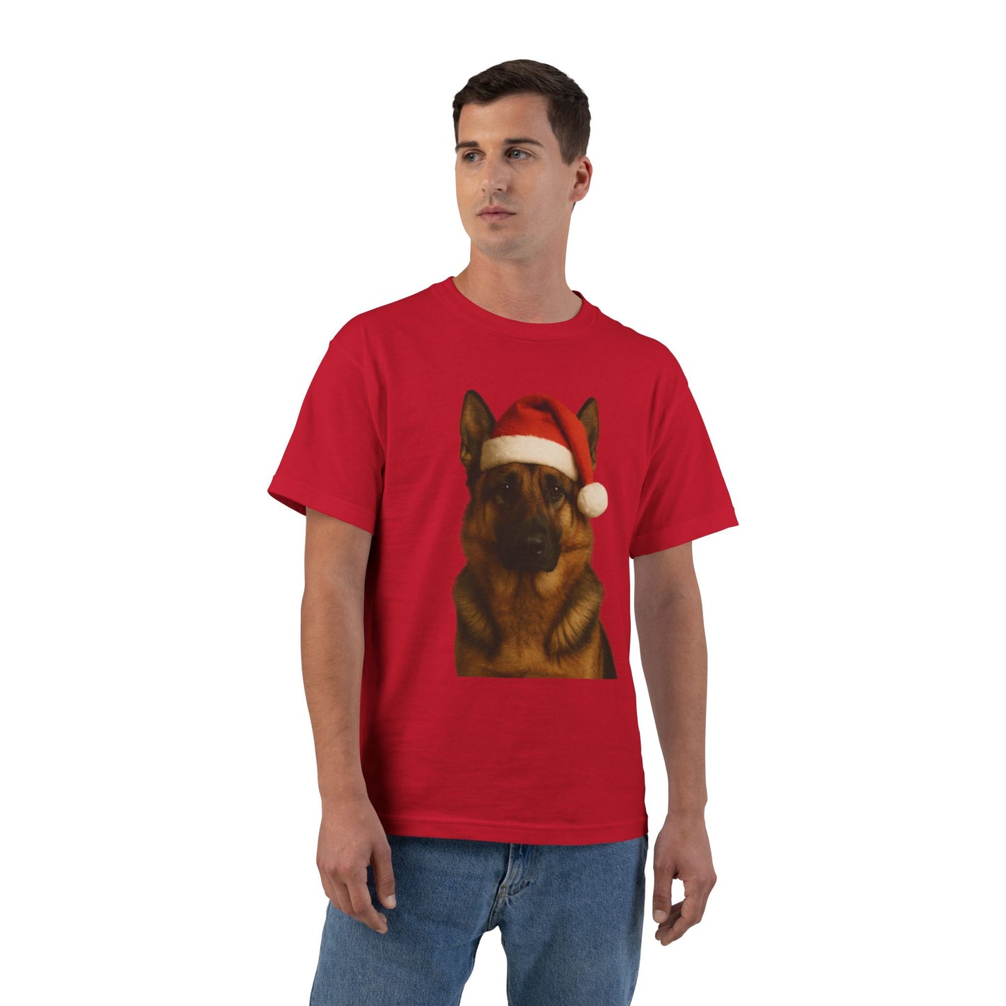 Santa Paws German Shepherd Men's Short-Sleeve Crewneck Tee