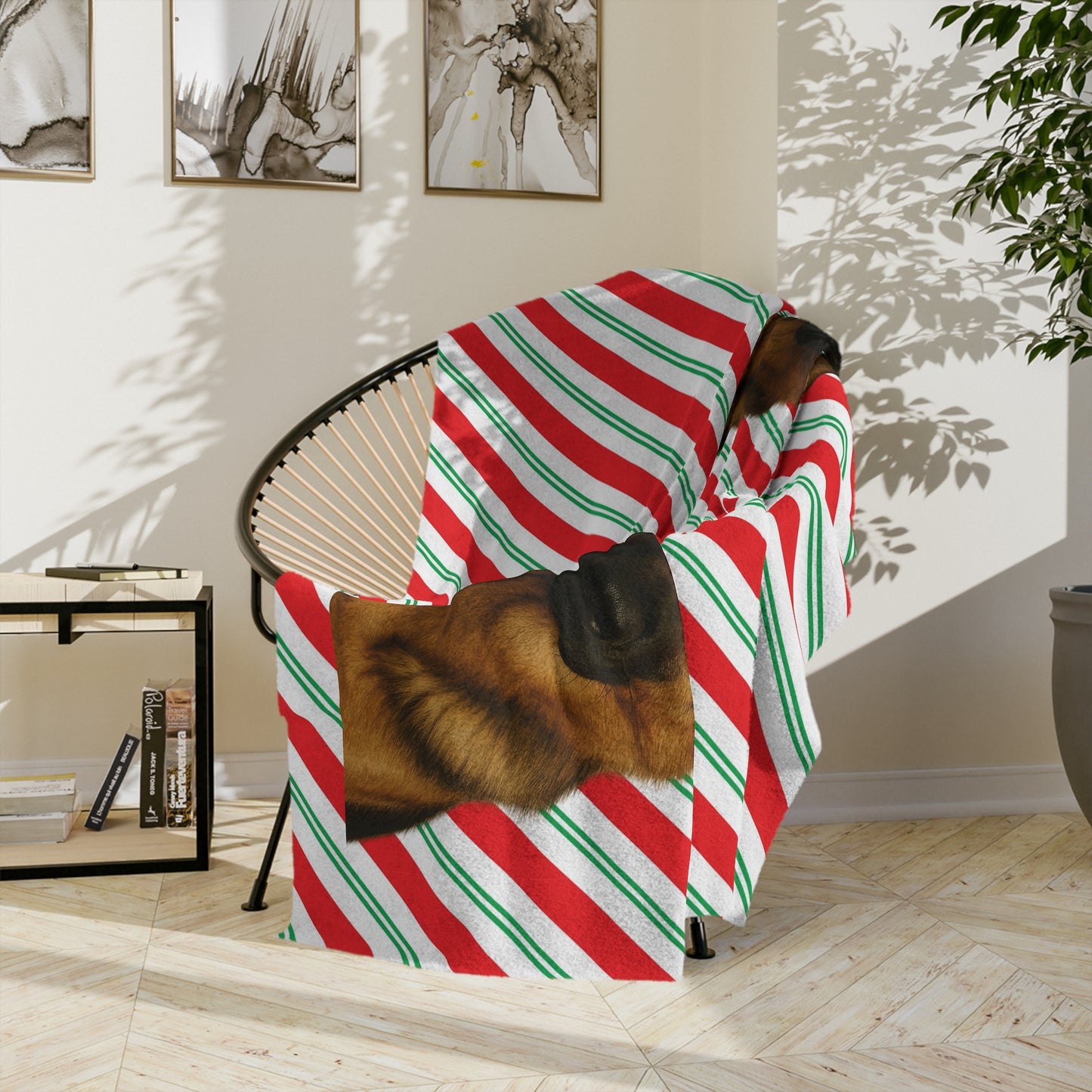 Santa Paws German Shepherd Velveteen Microfiber Blanket