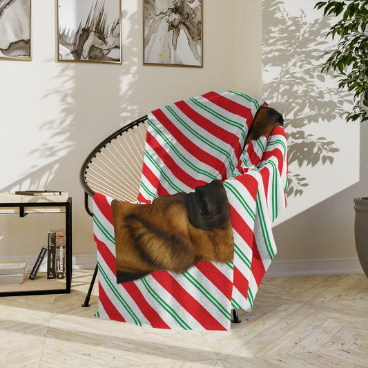 Santa Paws German Shepherd Velveteen Microfiber Blanket