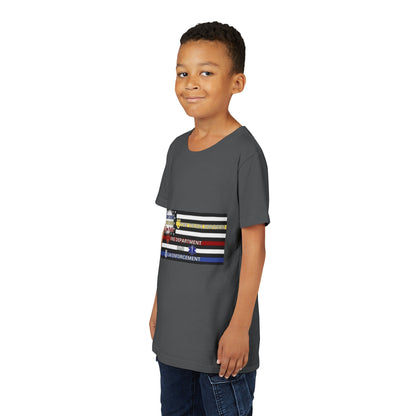 Slow Down Move Over Flag Youth Unisex Short Sleeve Crewneck Tee