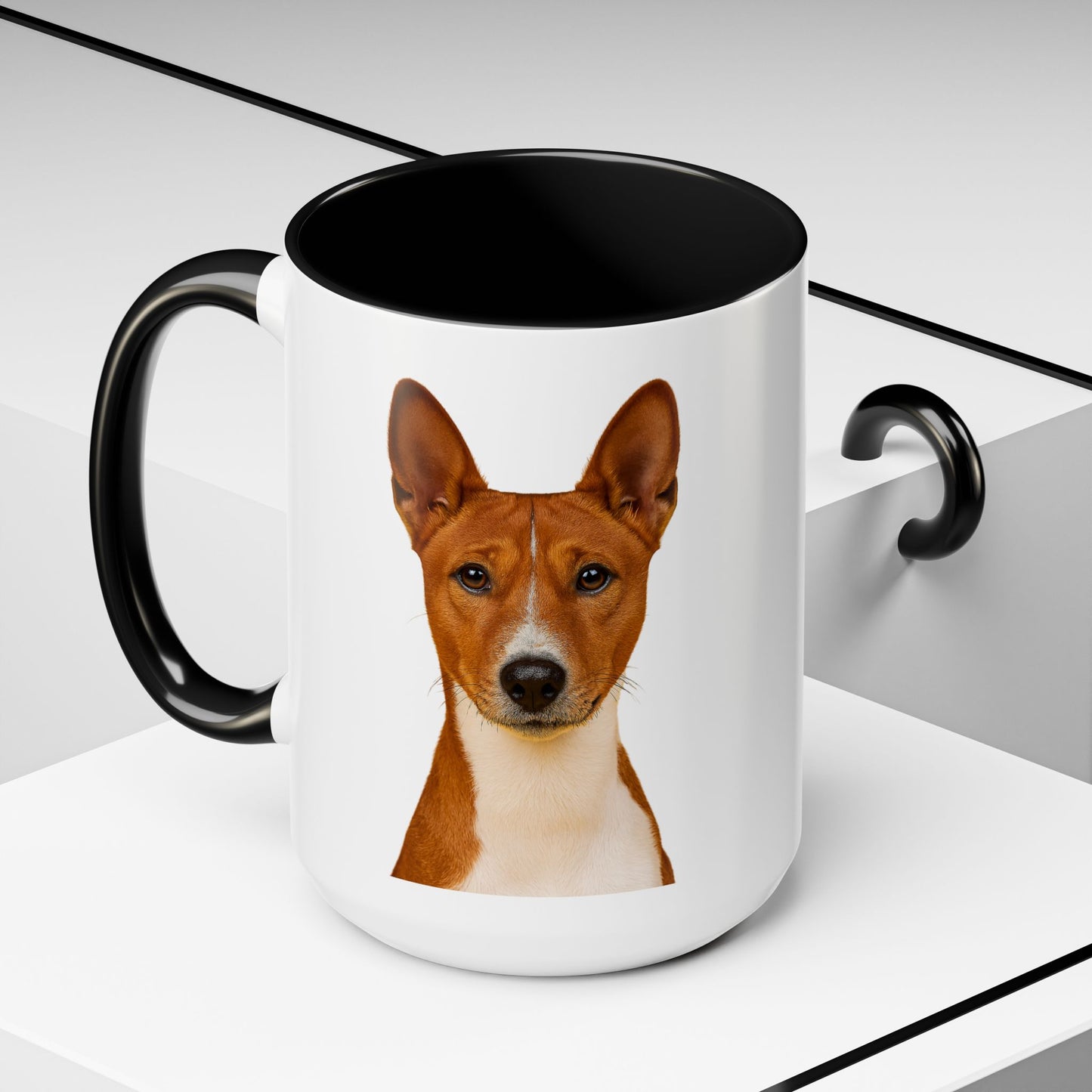 Basenji Head 2-Tone Coffee Mug