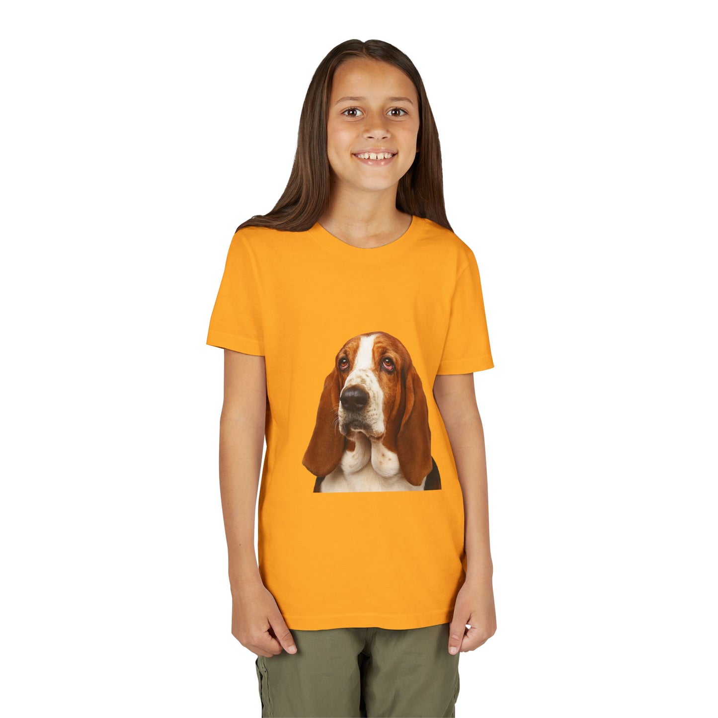 Basset Head Youth Unisex Short Sleeve Crewneck Tee
