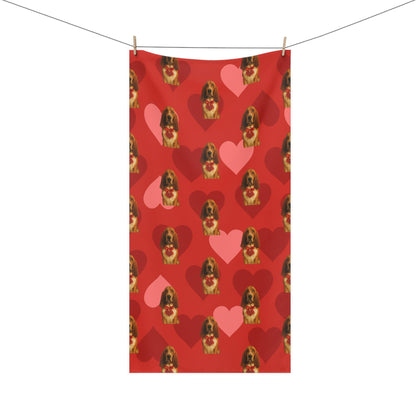 Cupid's Companion Basset Mink-Cotton  Beach Towel