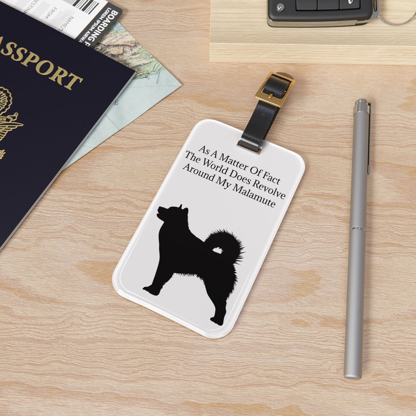 Matter Of Fact Malamute Leather Strap Luggage Tag