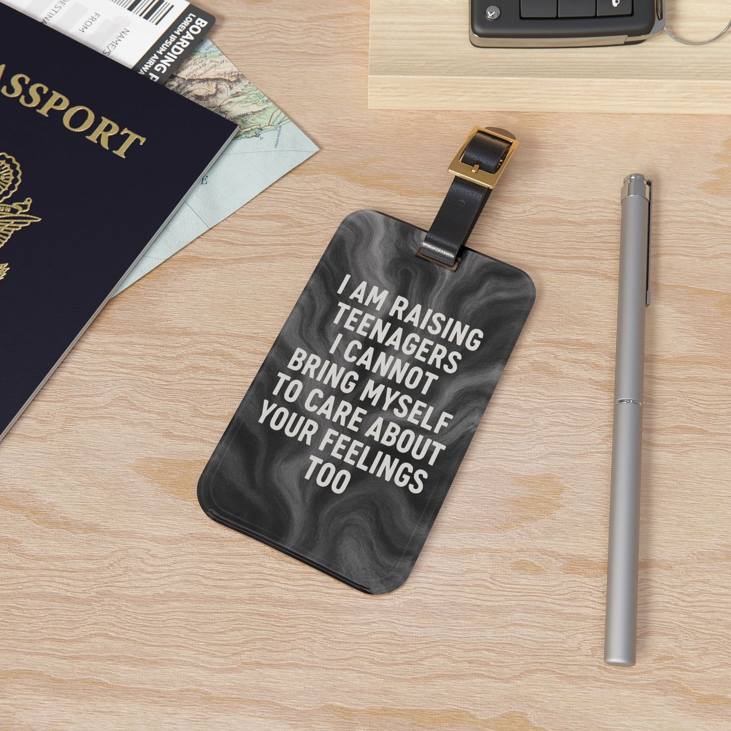 Raising Teenagers Leather Strap Luggage Tag