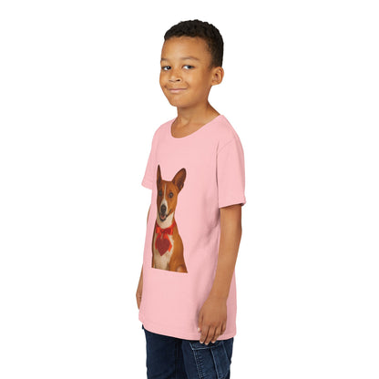 Cupid's Companion Basenji Youth Unisex Short Sleeve Crewneck Tee