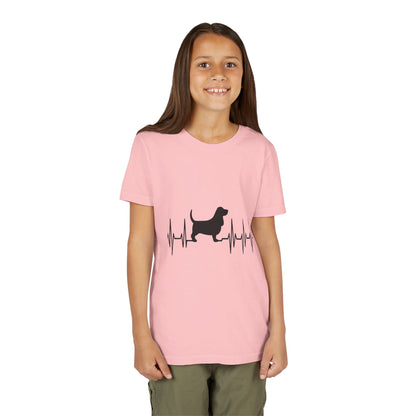 My Heart Beats For Bassets Youth Unisex Short Sleeve Crewneck Tee