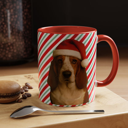 Santa Paws Basset 2-Tone Coffee Mug