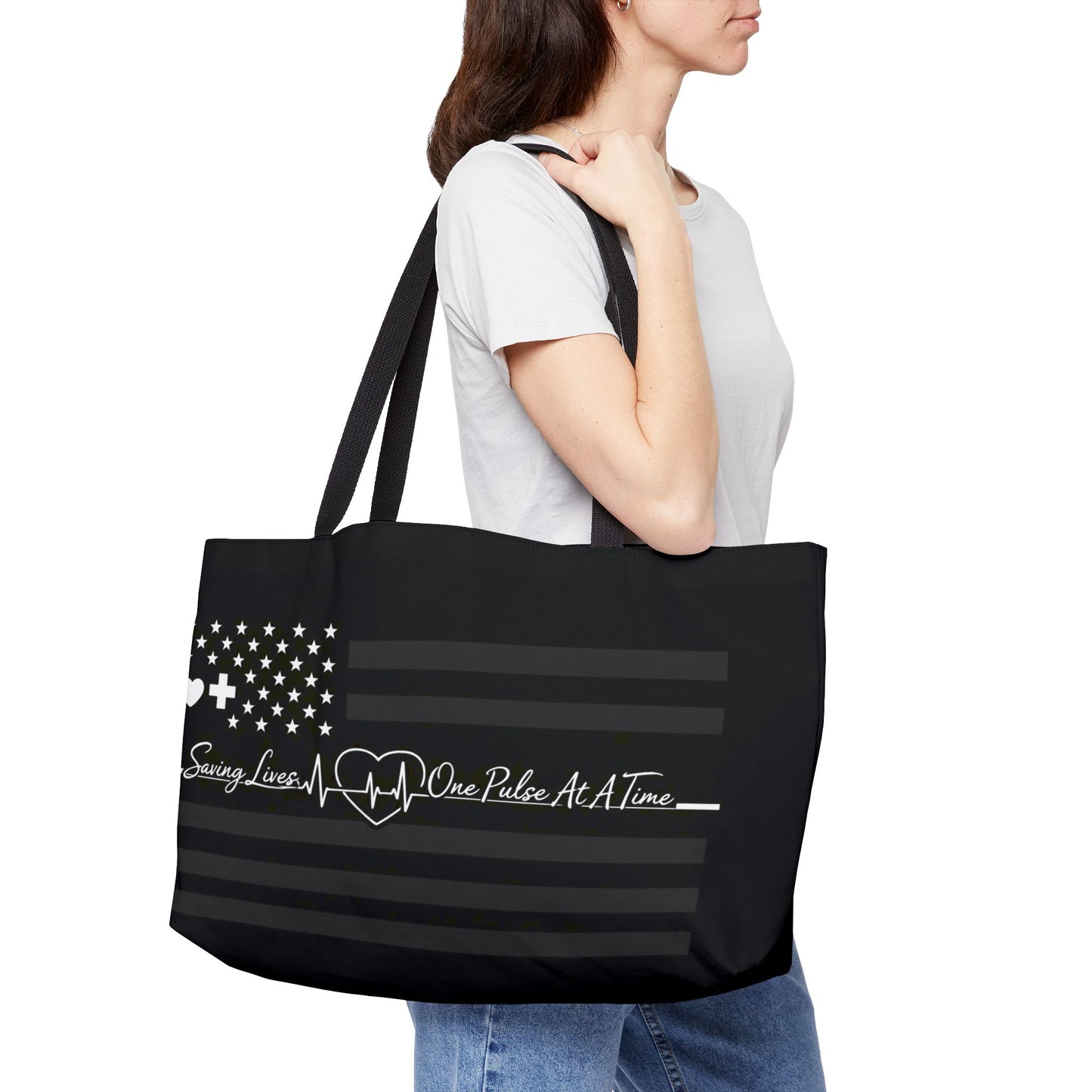 Thin White Line Weekender Tote Bag