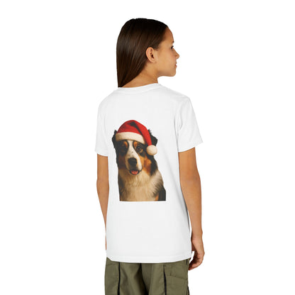 Santa Paws Aussie Youth Unisex Short Sleeve Crewneck Tee