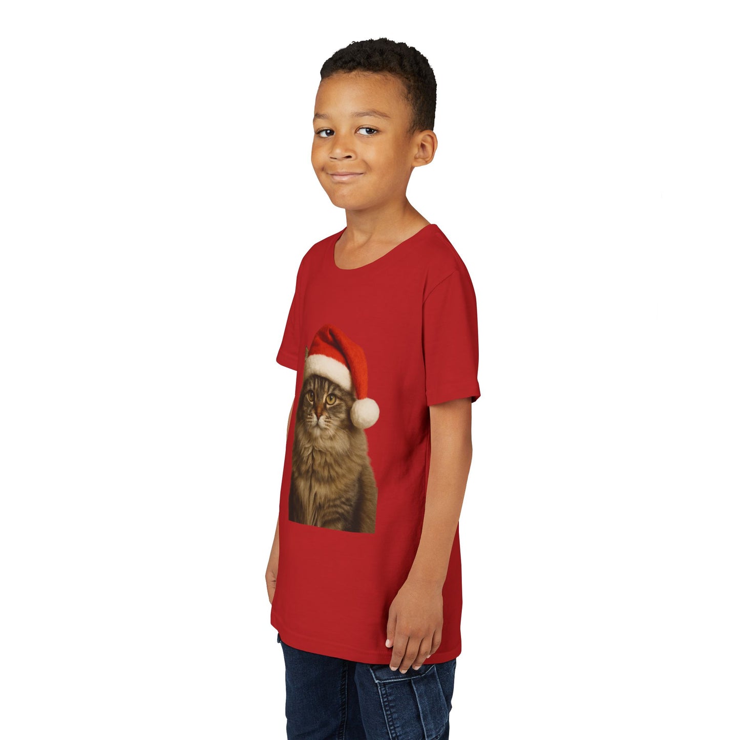 Santa Paws Cat Youth Unisex Short Sleeve Crewneck Tee