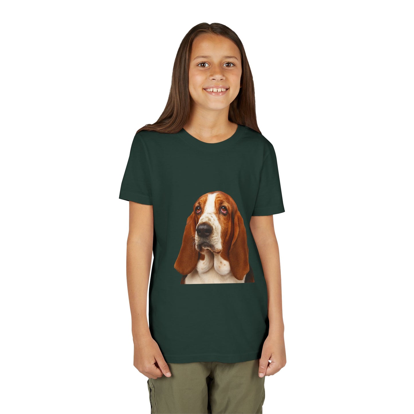 Basset Head Youth Unisex Short Sleeve Crewneck Tee