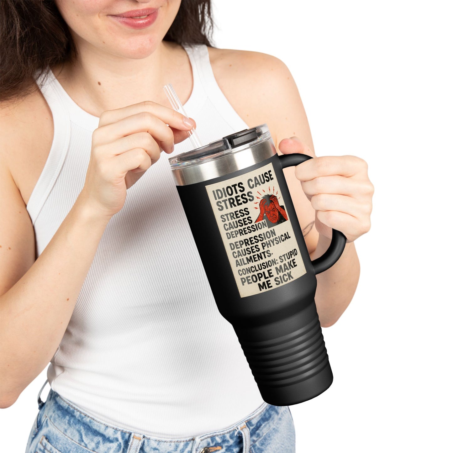 Stupid People Insulated Travel Mug
