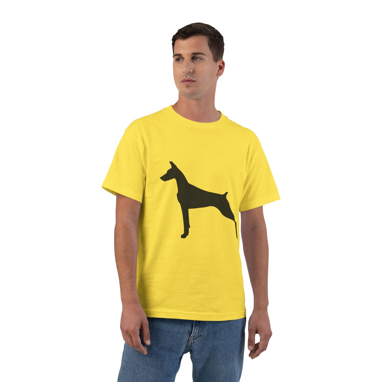 Doberman Silhouette Men's Short-Sleeve Crewneck Tee