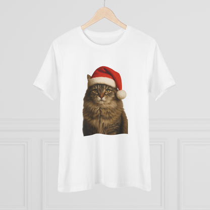 Santa Paws Cat Women's Short Sleeve Crewneck Tee