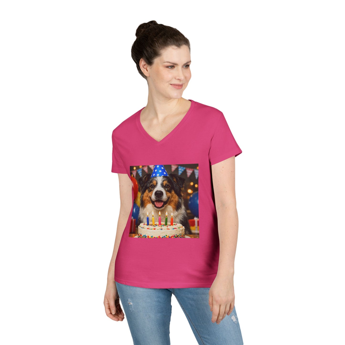 Birthday Buddy Aussie Women's V-Neck T-Shirt
