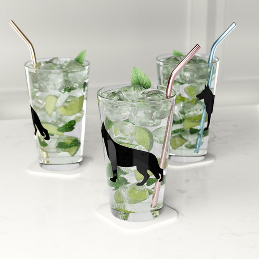 German Shepherd Silhouette Drinking Glass