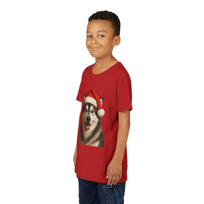 Santa Paws Malamute Youth Unisex Short Sleeve Crewneck Tee