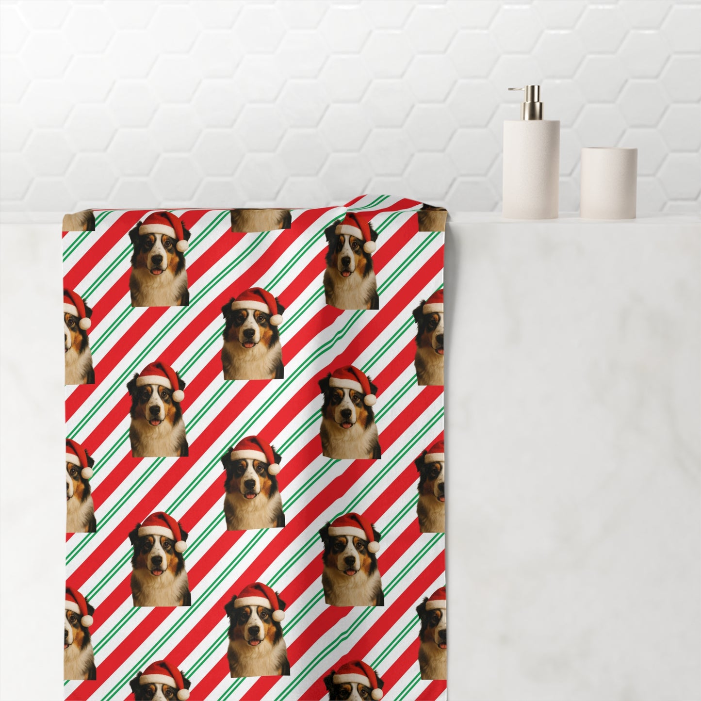 Santa Paws Aussie Mink-Cotton  Beach Towel
