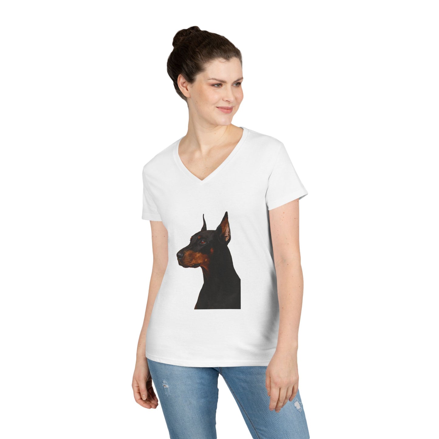 Doberman Head Women's V-Neck T-Shirt