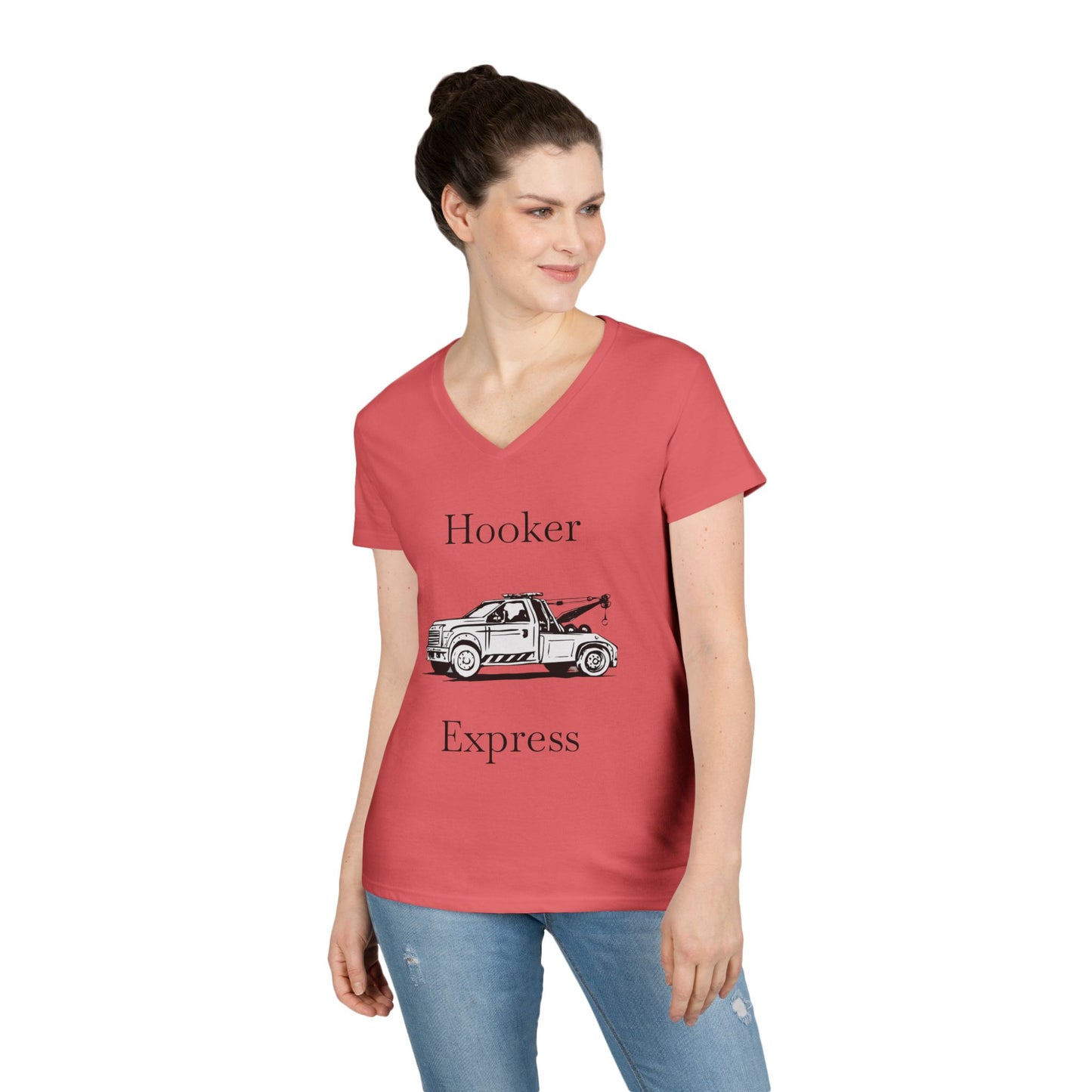 H**ker Express Wheel Lift Tow Truck Women's V-Neck T-Shirt