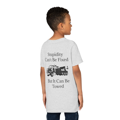 Stupidity Heavy Tow Truck Youth Unisex Short Sleeve Crewneck Tee